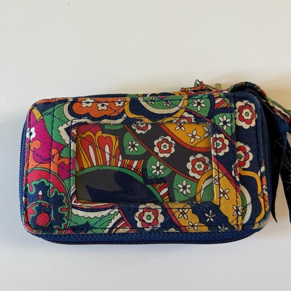 Vera Bradley Venetian Paisley Purse Bag Tote Navy Blue Orange Wristlet Wallet - Picture 12 of 15